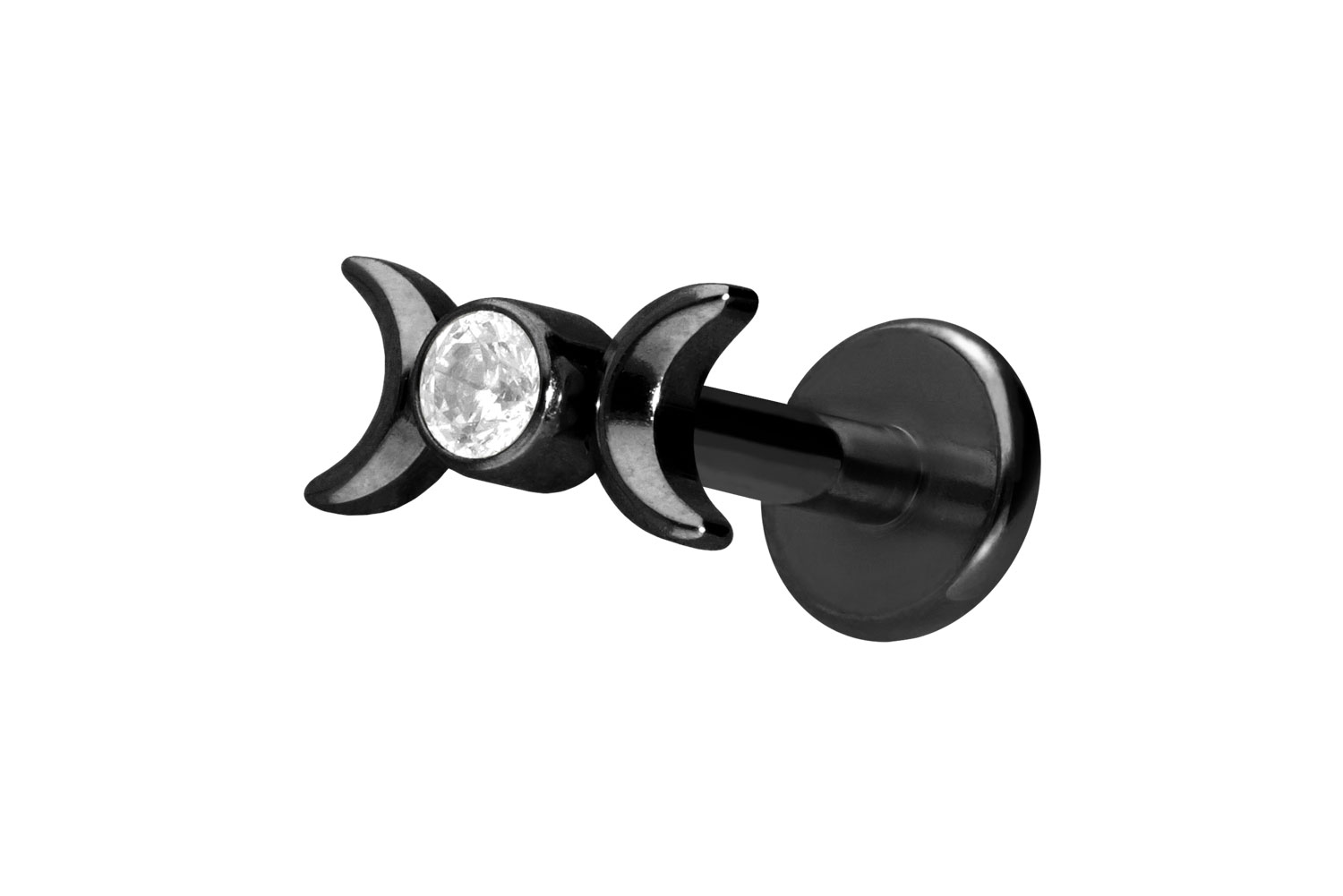 Titan Labret Piercing mit Push Fit 2 MONDE + KRISTALL